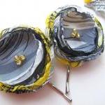 Handmade bobby pins with fa..